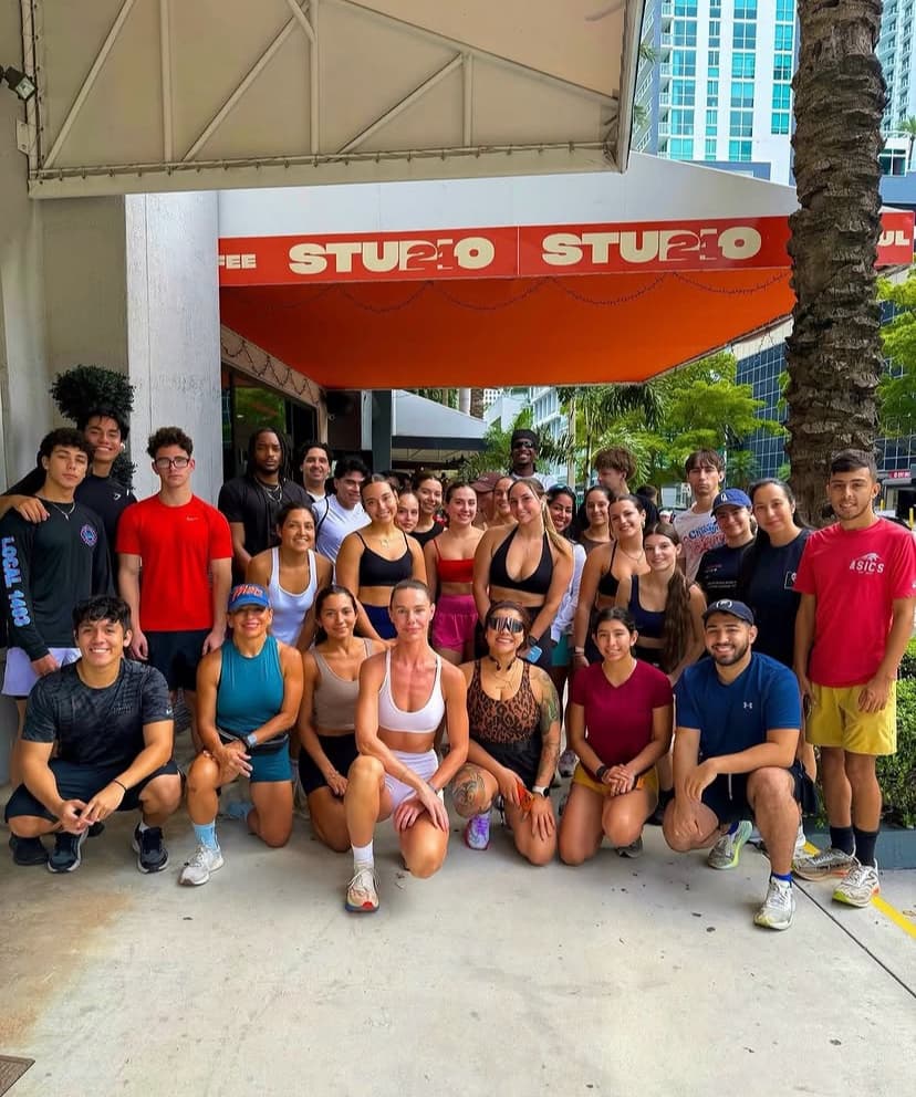 The Music Creative members outside Studio24 after a group workout